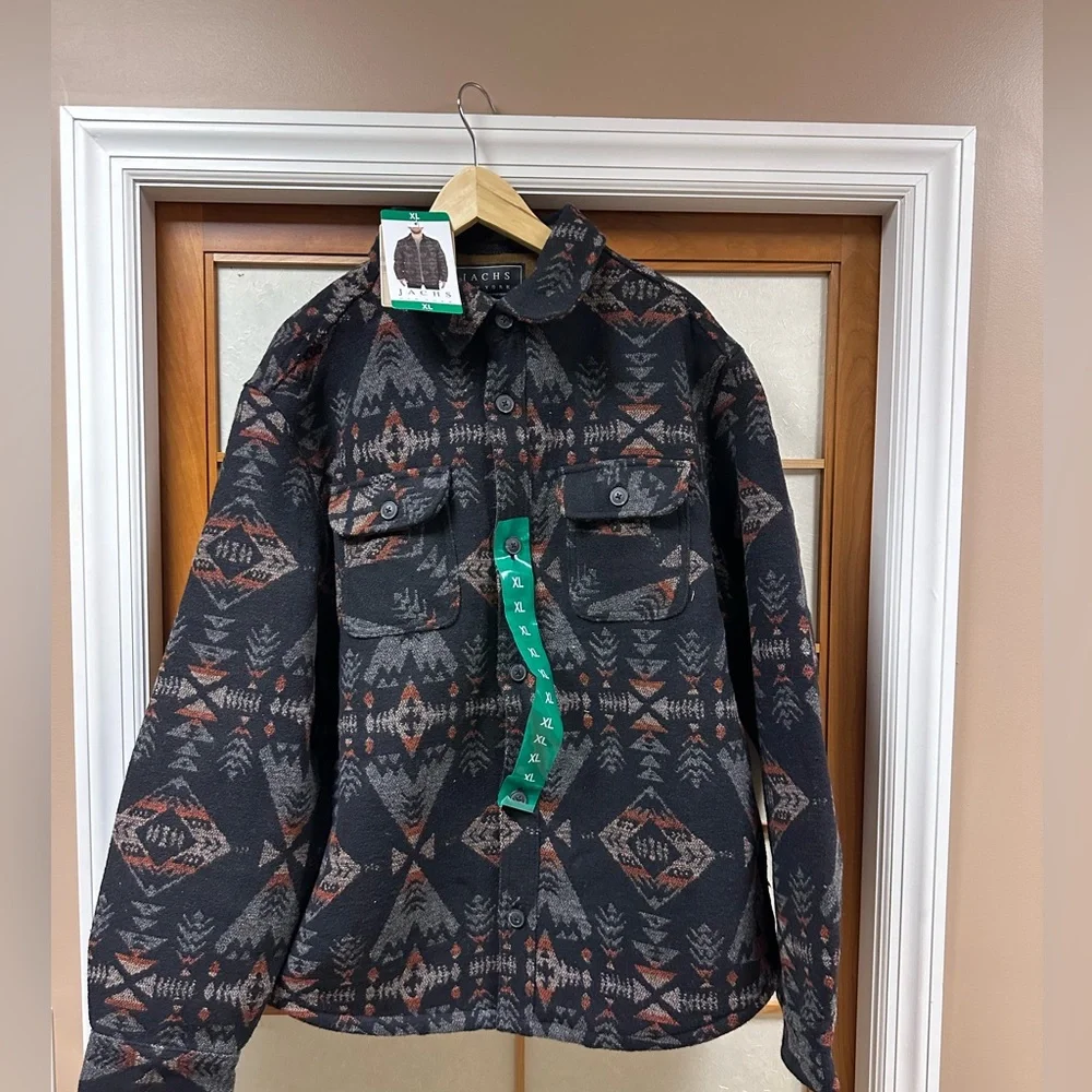 Jachs Men’s Multi Aztec Sherpa Lined Wool Blend  Winter Jacket Shacket New - Picture 6 of 15